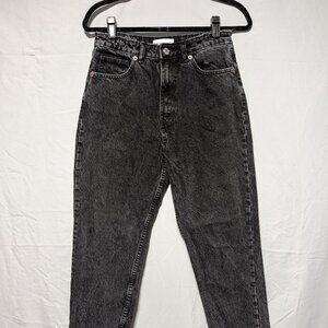 ZARA Women's 90's Style‎ Black High Rise Tapered Acid Wash Jeans Size 6
